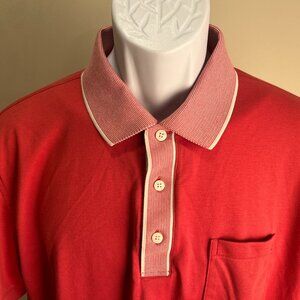 UNTUCKit Men's salmon and white detailed short sleeve golf polo shirt Large L